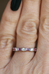 Pink Tourmaline and Diamond Band in 14K Gold