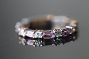 Pink Tourmaline and Diamond Band in 14K Gold