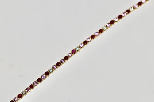 PINK Gemstone Tennis Bracelet with Rubies, Pink Sapphires, And Diamonds in 14K Yellow Gold