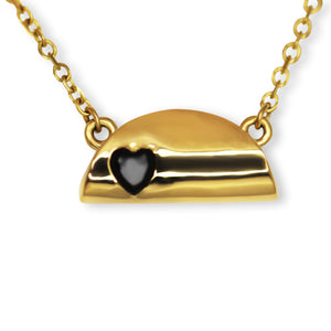 Black Diamond Heart Taco Pendant in Solid 14kt