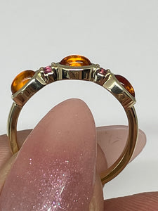 Pink Tourmaline and Citrine Band in 14k Gold