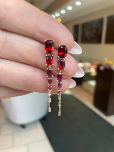 Garnet Dangle Earring in Solid 14K Gold