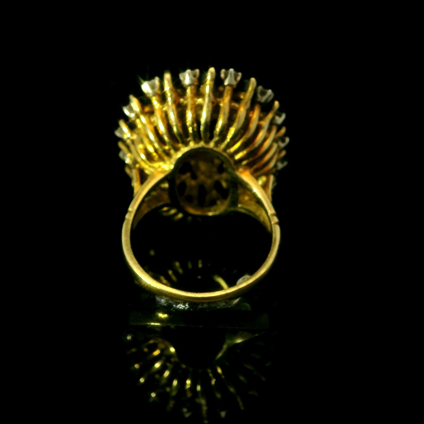 Cindy Royce 18K Gold Diamond & Green Tourmaline Statement Ring – Vintage Designer Cocktail Ring