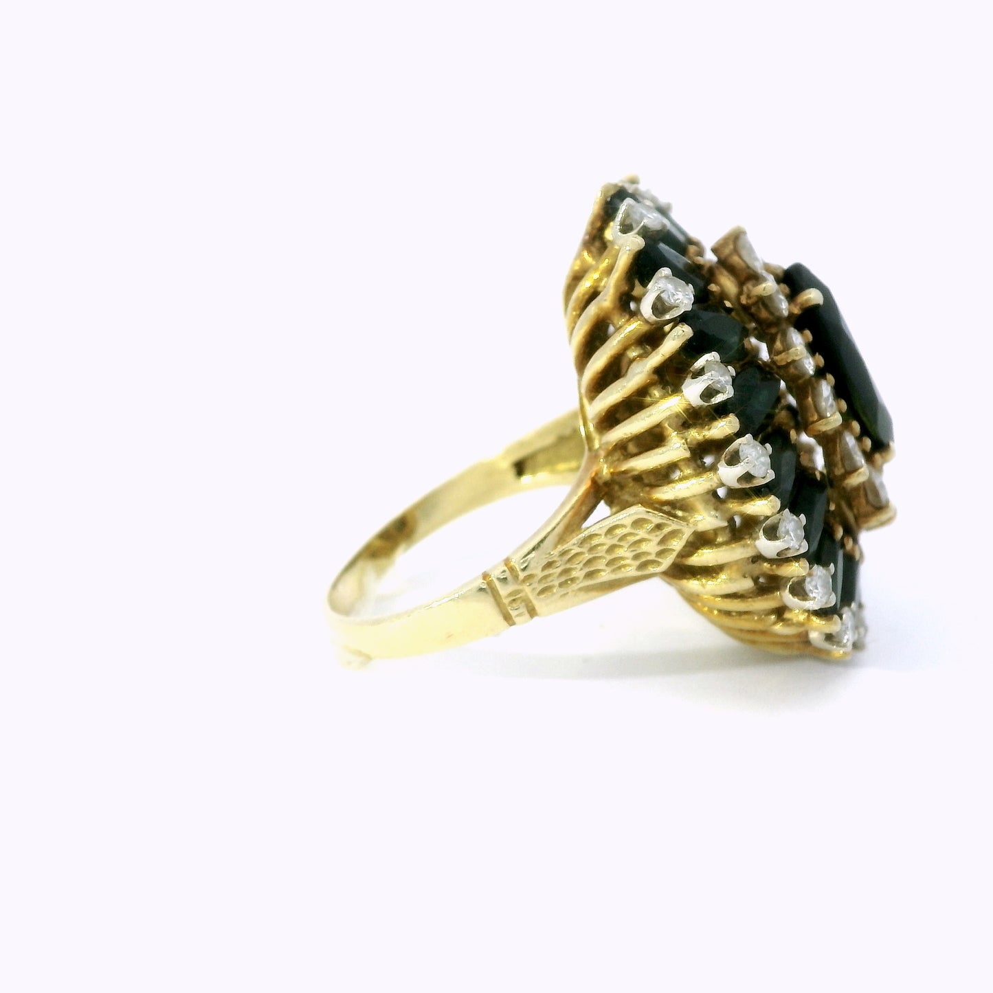 Cindy Royce 18K Gold Diamond & Green Tourmaline Statement Ring – Vintage Designer Cocktail Ring