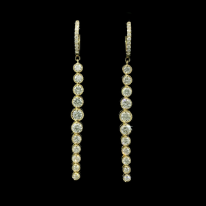Natural Diamond Bezel Drop Earrings in 14K Yellow Gold