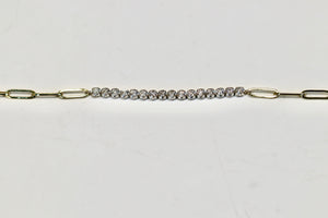 Round Diamond PaperClip Chain Bracelet in 14kt Gold
