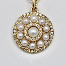 diamond and pearl disc necklace
