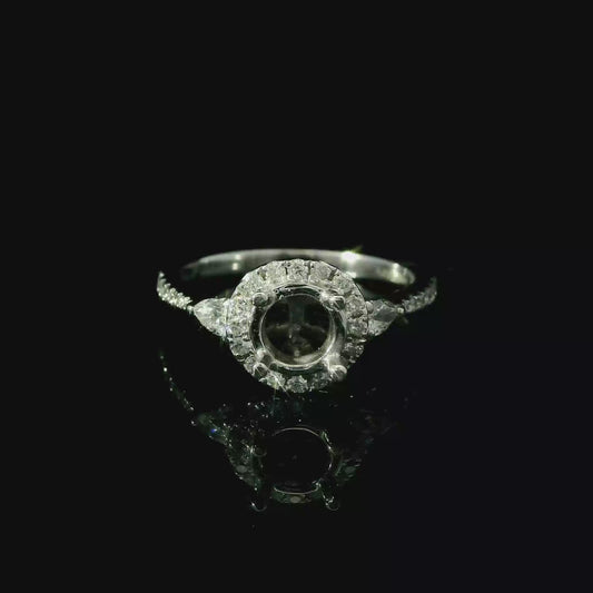 Round Halo Diamond Semi-Mount Engagement Ring