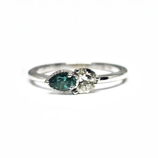 Slim Alexandrite and Diamond Ring