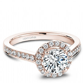 rose gold halo engagement ring