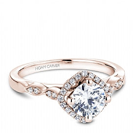 Shared Prong Halo Engagement Ring B084-01RM