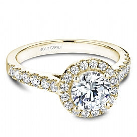Shared Prong Halo Engagement Ring B168-01YM