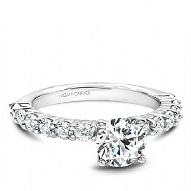 white gold shared prong engagement ring