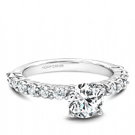 white gold shared prong engagement ring