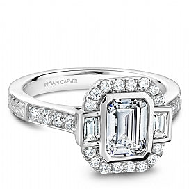 Shared Prong Halo Engagement Ring B179-01WM