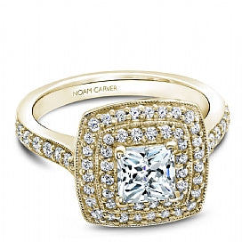 Princess cut double halo engagement ring