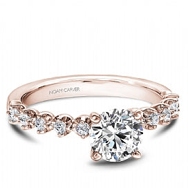 rose gold shared prong engagement ring