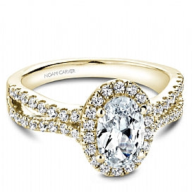 braided yellow gold oval halo engagement ring