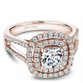 rose gold double halo engagement ring