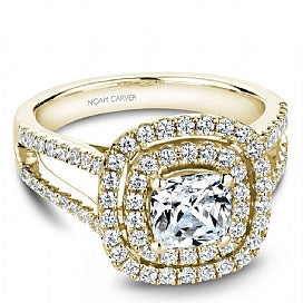 Yellow Gold Double Halo Engagement Ring