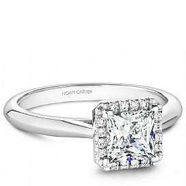 Shared Prong Halo Princess Cut Engagement Ring B260-02WM
