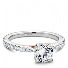 rose and white gold traditional shared prong engagement ring for round diamond