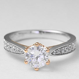 6 prong yellow gold head engagement ring