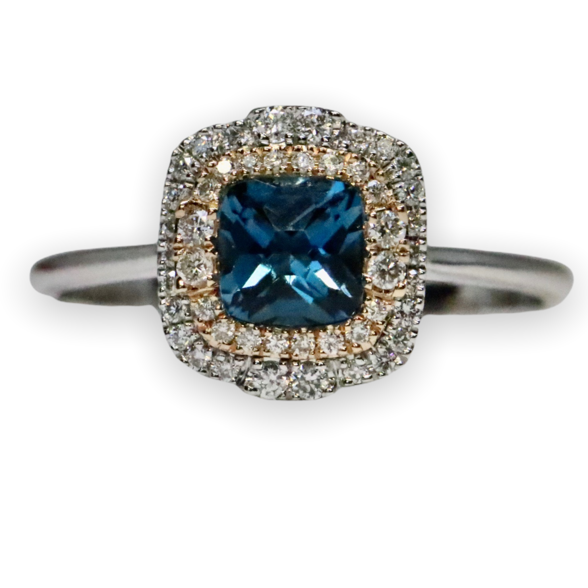 14KT White Gold 6.29CTW Faceted Top Cushion Cut Prong Set Natural Blue –  Giorgio Conti Jewelers