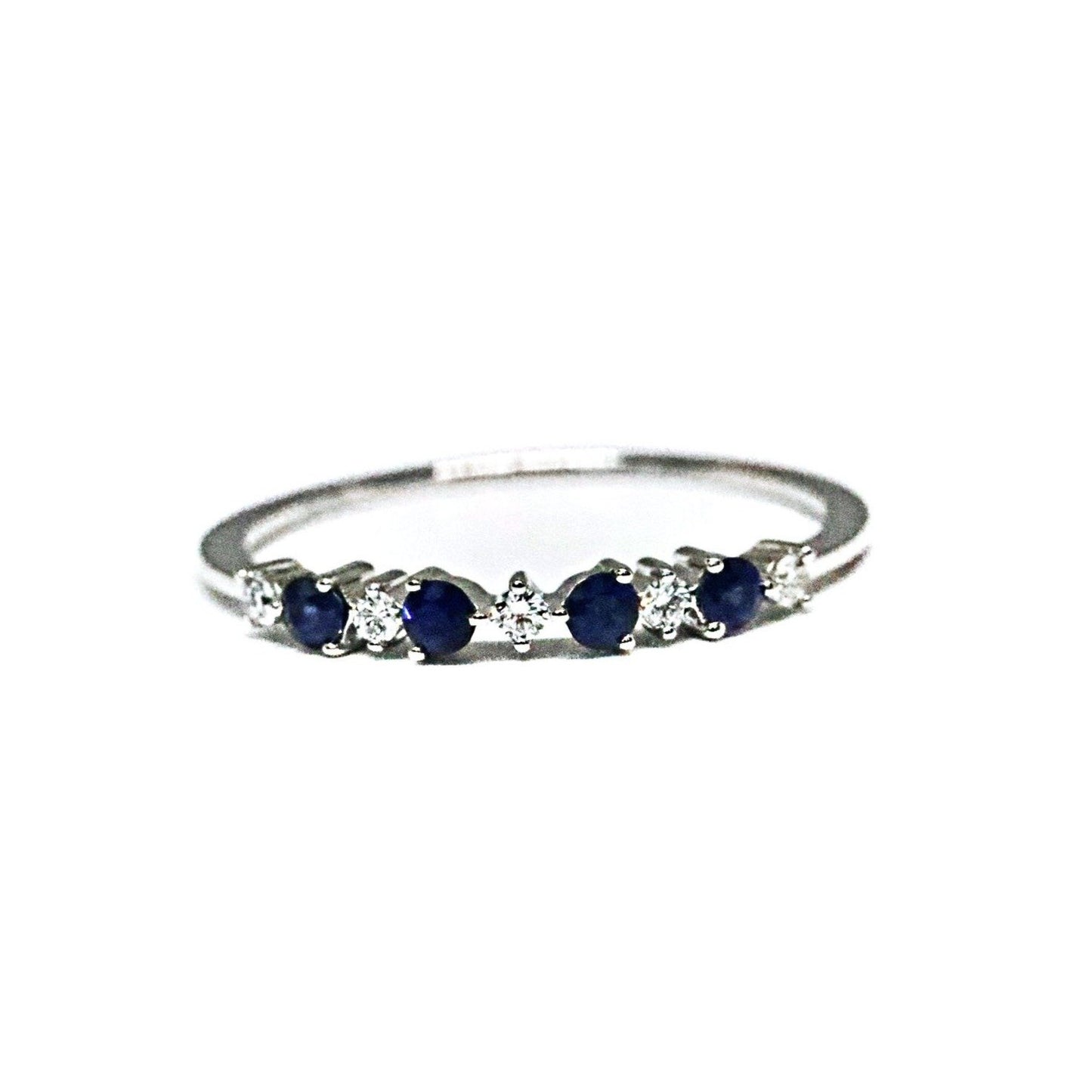 Dainty Blue Sapphire and Diamond Stackable