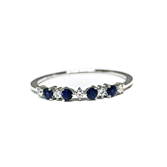 Dainty Blue Sapphire and Diamond Stackable