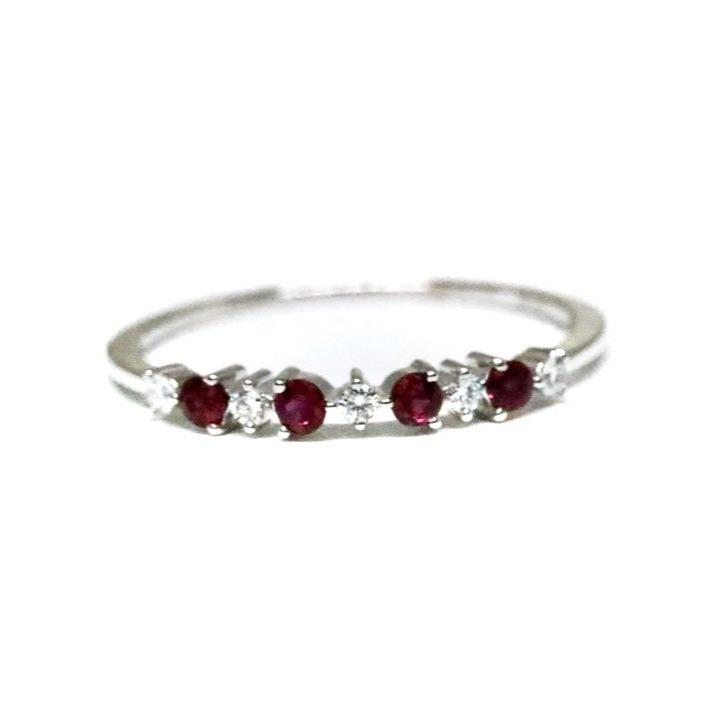 Dainty Ruby and Diamond Stackable