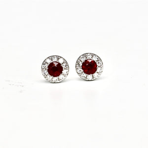 Diamond Halo Ruby earrings