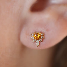 14kt Yellow Gold Diamond and Round Cut Citrine Earrings