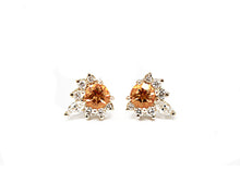 14kt Yellow Gold Diamond and Round Cut Citrine Earrings