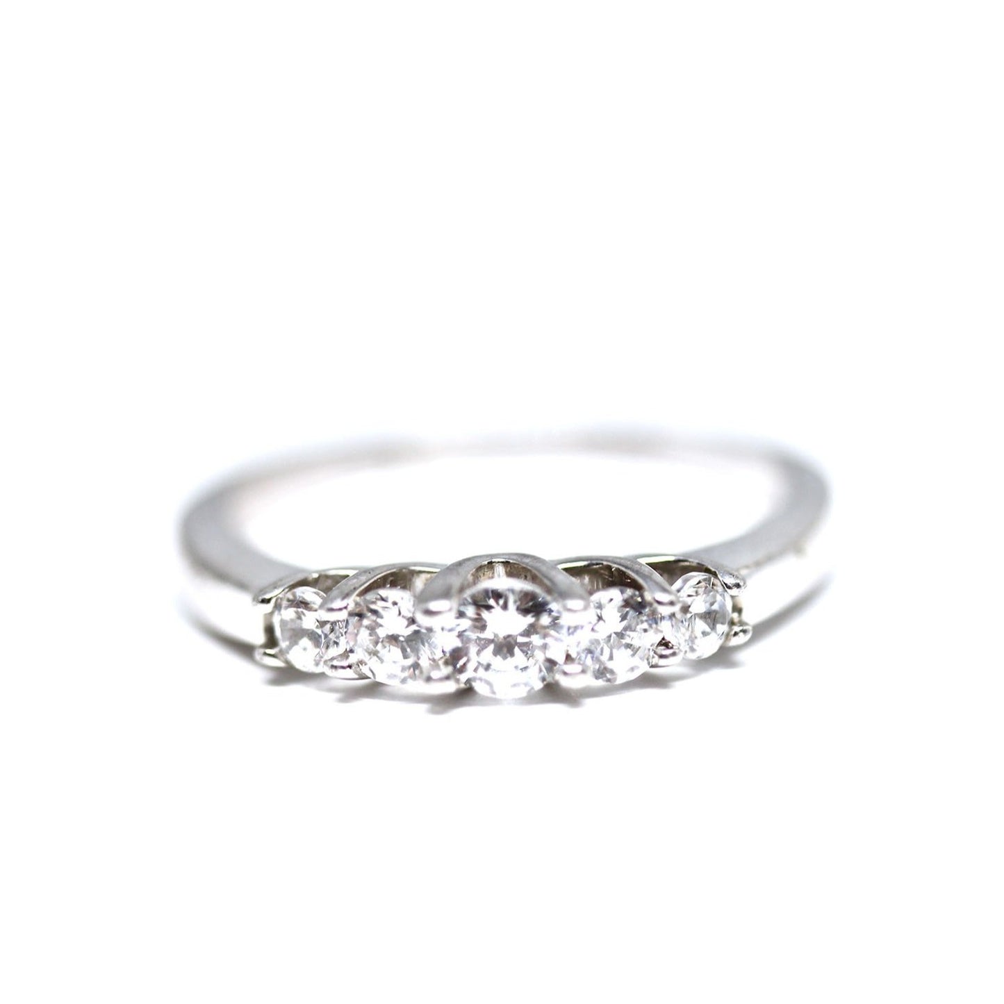 5 Stone Graduated Diamond Wedding Band Trellis Set
