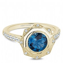 Yellow Gold and Blue Topaz Art Deco Ring
