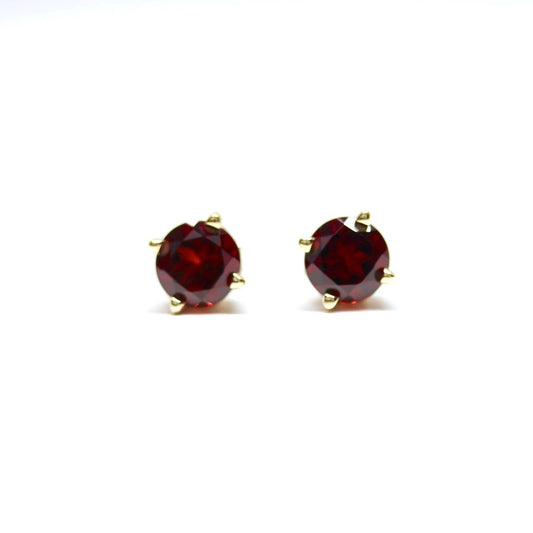 Mozambique Garnet Scroll Design Round 4-Prong Stud Earrings