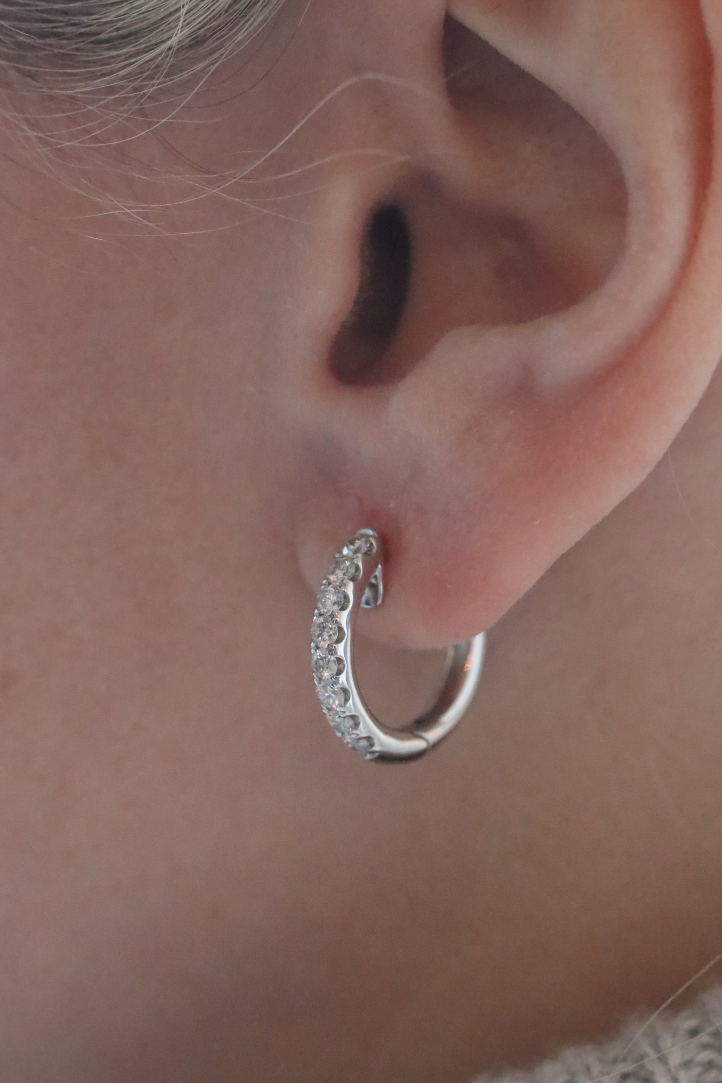 Shared Prong Diamond Hoops