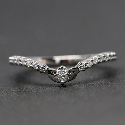 Diamond Claddagh Contour Band