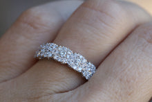 5 Stone Diamond Halo Cluster Band 0.77tcw in Solid 14kt Gold