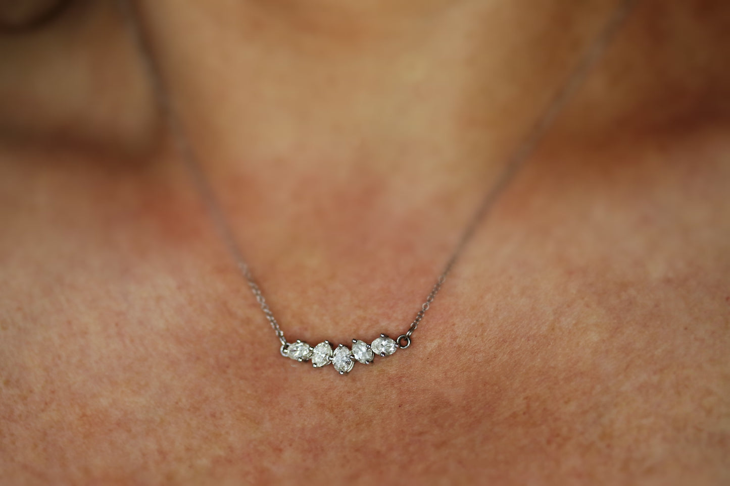 5 Stone Diamond Oval Necklace
