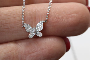 Diamond Butterfly Necklace in Solid 14kt Gold