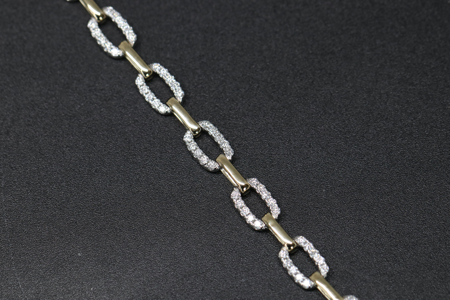 Diamond and Solid 14kt Gold Paperclip Chain Tennis Bracelet