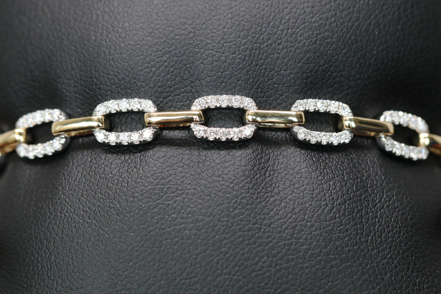 Diamond and Solid 14kt Gold Paperclip Chain Tennis Bracelet