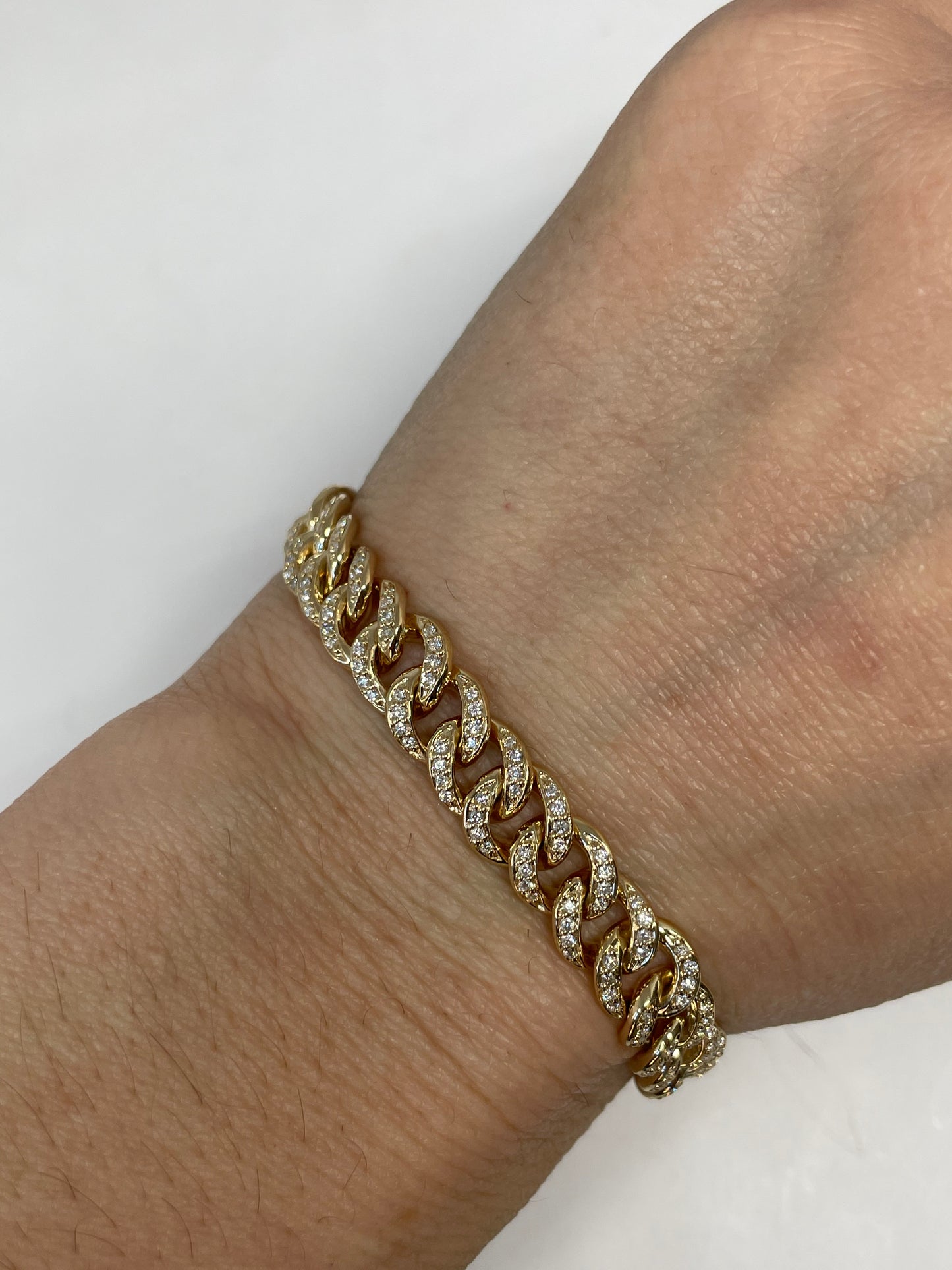 Diamond Chain Link Bracelet AKA Miami Cuban in Sold 14kt Yellow, Rose, or White Gold