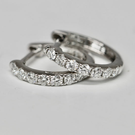 Shared Prong Diamond Hoop Earrings