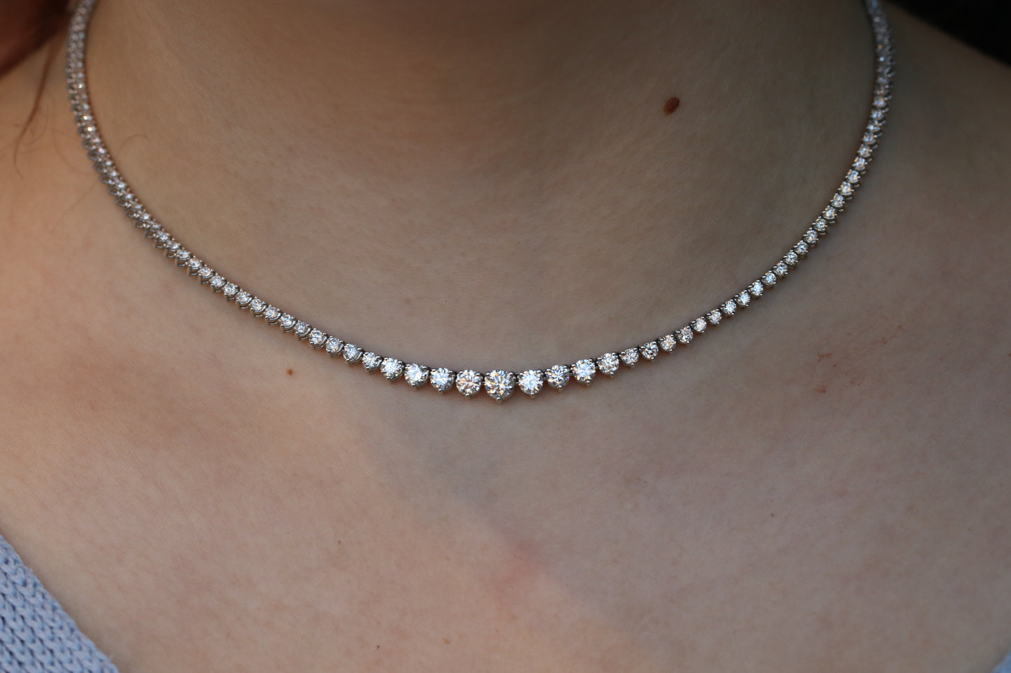 10ct Diamond Tennis Necklace in Solid 14kt White Gold