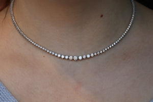 10ct Diamond Tennis Necklace in Solid 14kt White Gold