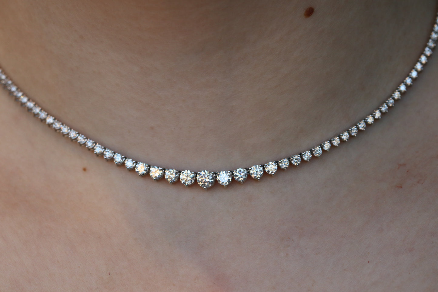 10ct Diamond Tennis Necklace in Solid 14kt White Gold