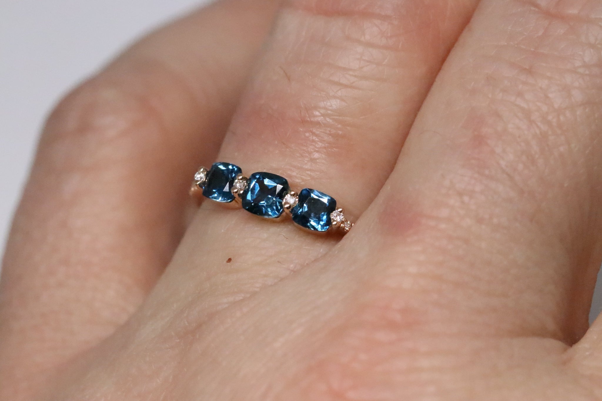 3 Carat Blue Topaz Engagement Ring, Blue Topaz and Diamonds Wedding Ring,  14K White Gold Pave Set HandMade Certified
